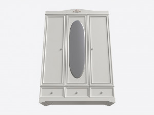 Children Decorated Wardrobe with Mirror and Drawers Modelo 3D