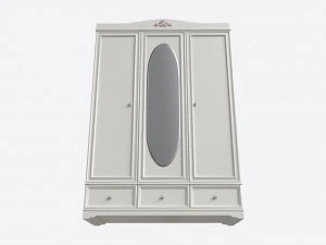 Children Decorated Wardrobe with Mirror and Drawers 3D Model