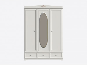 Children Decorated Wardrobe with Mirror and Drawers Modelo 3D