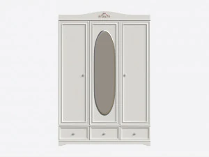 Children Decorated Wardrobe with Mirror and Drawers 3D Model