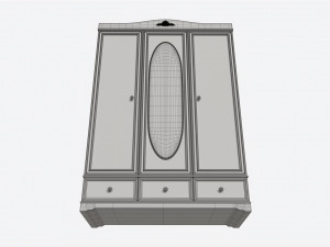 Children Decorated Wardrobe with Mirror and Drawers Modelo 3D
