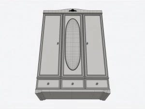 Children Decorated Wardrobe with Mirror and Drawers 3D Model