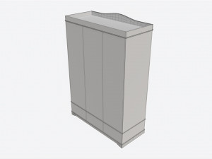 Children Decorated Wardrobe with Mirror and Drawers Modelo 3D