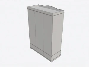 Children Decorated Wardrobe with Mirror and Drawers 3D Model