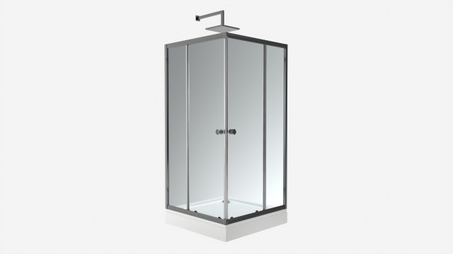 Corner Square Shower Enclosure 3D Model .c4d .max .obj .3ds .fbx .stl .blend 