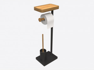 Toilet Brush with Stand and Paper on Holder Modelo 3D