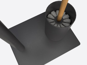 Toilet Brush with Stand and Paper on Holder 3D Model