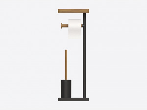 Toilet Brush with Stand and Paper on Holder 3D Model