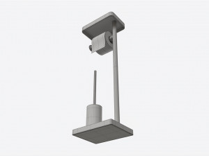 Toilet Brush with Stand and Paper on Holder 3D Model