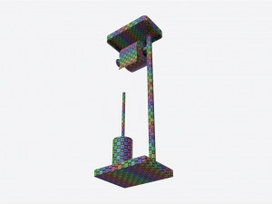 Toilet Brush with Stand and Paper on Holder 3D Model