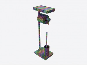 Toilet Brush with Stand and Paper on Holder 3D Model