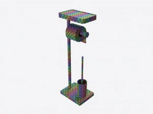 Toilet Brush with Stand and Paper on Holder 3D Model