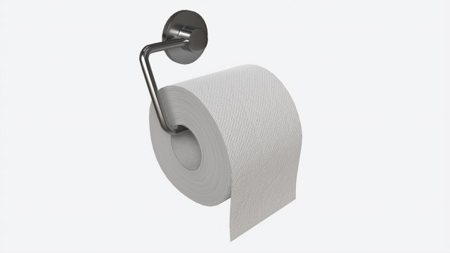 Toilet Paper Roll on Wall Mount 01 3D Model .c4d .max .obj .3ds .fbx .stl .blend 