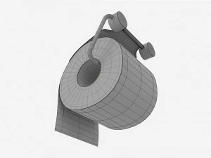Toilet Paper Roll on Wall Mount 02 3D Model