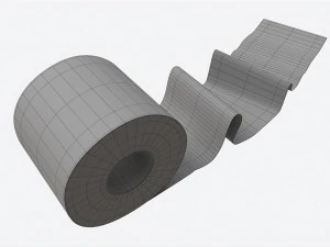 卫生纸卷（带展开部分） 3D 模型