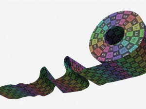 卫生纸卷（带展开部分） 3D 模型