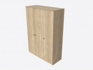 Wardrobe 3-door Wooden Modèle 3D