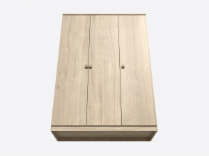 Wardrobe 3-door Wooden Modèle 3D