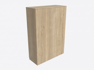 Wardrobe 3-door Wooden Modèle 3D