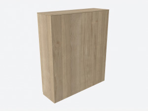 Wardrobe 4-door Wooden with Mirrors Model 3D