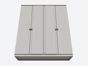 Wardrobe 4-door Wooden with Mirrors Model 3D