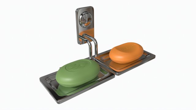 Bathroom Double Soap Holder 01 3D Модель .c4d .max .obj .3ds .fbx .stl .blend 