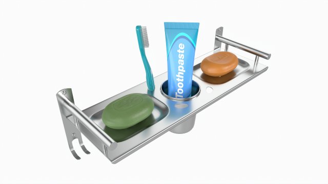 Bathroom Metal Soap Toothbrush Towel Shelf 3D Model .c4d .max .obj .3ds .fbx .stl .blend 
