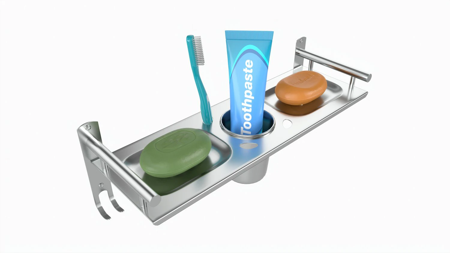 Bathroom Metal Soap Toothbrush Towel Shelf 3D Model .c4d .max .obj .3ds .fbx .stl .blend 