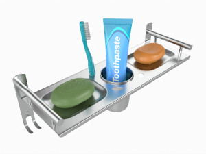 Bathroom Metal Soap Toothbrush Towel Shelf Model 3D