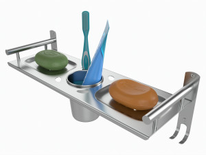 Bathroom Metal Soap Toothbrush Towel Shelf 3D Model