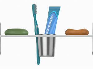 Bathroom Metal Soap Toothbrush Towel Shelf 3D Model