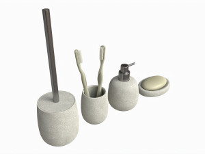 Bathroom Set Dispenser Tumbler Dish Brush 3Dモデル