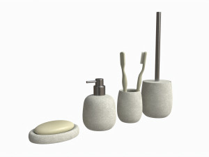 Bathroom Set Dispenser Tumbler Dish Brush 3D Model