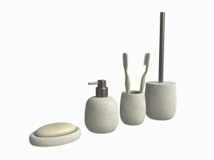 Bathroom Set Dispenser Tumbler Dish Brush 3D Model