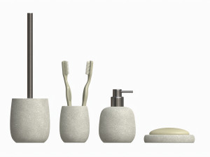 Bathroom Set Dispenser Tumbler Dish Brush 3D Model