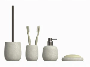 Bathroom Set Dispenser Tumbler Dish Brush 3D Model