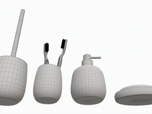 Bathroom Set Dispenser Tumbler Dish Brush 3D Model