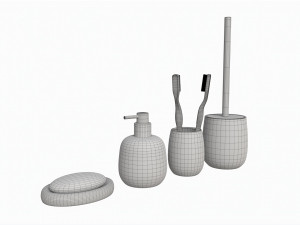 Bathroom Set Dispenser Tumbler Dish Brush 3D Model