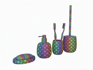 Bathroom Set Dispenser Tumbler Dish Brush 3D Model