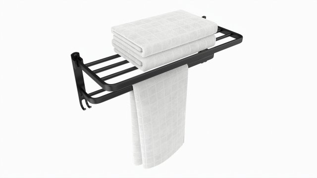 Bathroom Towel Rail Rack with Towels 3D Model .c4d .max .obj .3ds .fbx .stl .blend 