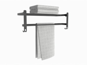 Bathroom Towel Rail Rack with Towels 3D Model