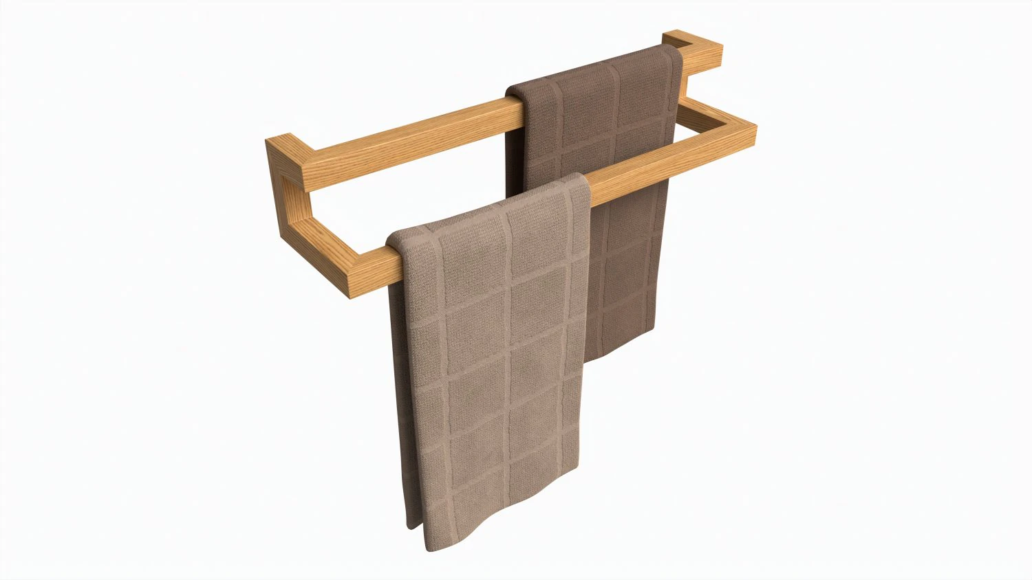 Bathroom Wall Mounted Wooden Towel Bar 3D Model .c4d .max .obj .3ds .fbx .stl .blend 