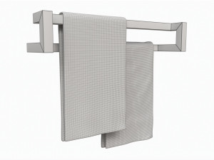 Bathroom Wall Mounted Wooden Towel Bar 3D Model