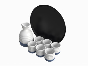 Japanese Ceramic Sake Set 01 Modelo 3D
