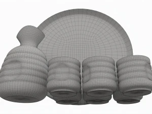 Japanese Ceramic Sake Set 01 3D Model