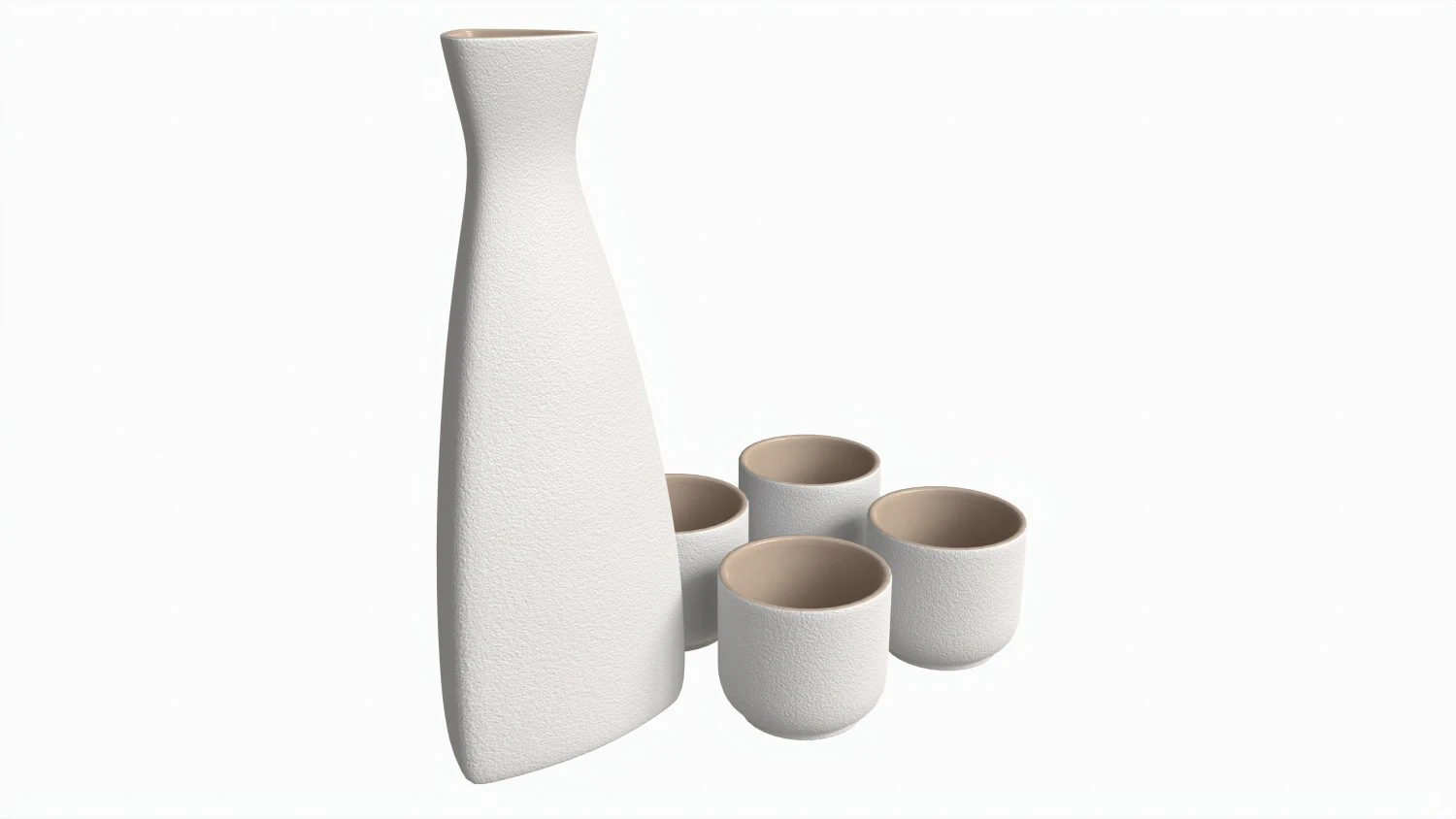Japanese Ceramic Sake Set 02 3D Model .c4d .max .obj .3ds .fbx .stl .blend
