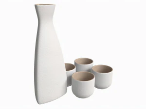 जापानी सिरेमिक सैक सेट 02 3D मॉडल