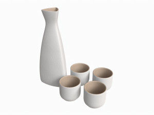 Japanese Ceramic Sake Set 02 3D-Modell