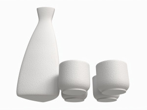 Japanese Ceramic Sake Set 02 3D-Modell