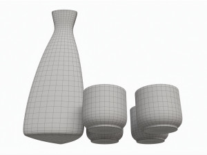 Japanese Ceramic Sake Set 02 3D-Modell